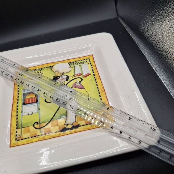 Cat Chef Square Ceramic Plate 7.75"x7.75" Made In Italy With Cartoon Design - Picture 6 of 6